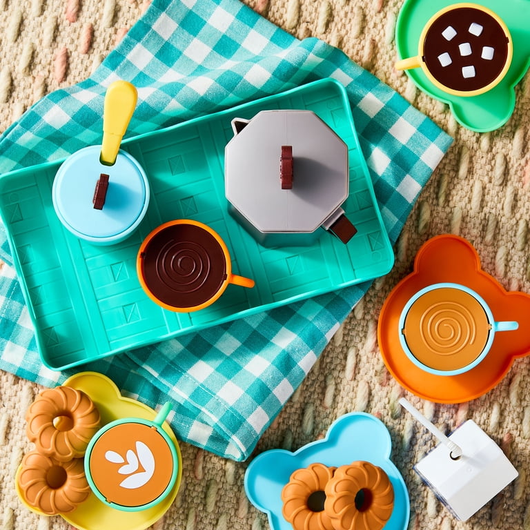 Kid Connection Teddy Bear Coffee Set, Plastic Barista Play Set