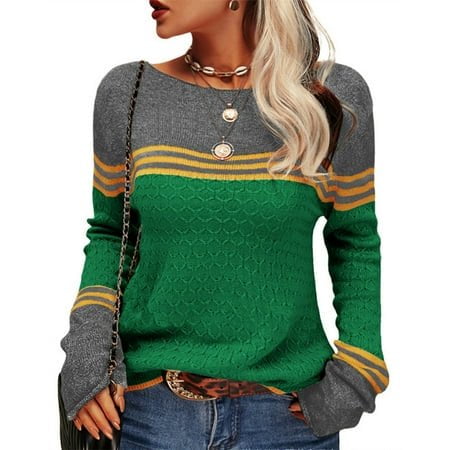 MKLEKYY Sweaters for Dogs Women's Casual Crew Neck Matching Striped Pullover Sweater