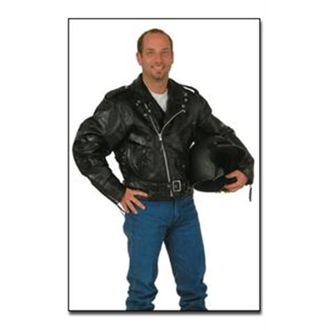 Diamond Plate Rock Design Genuine Buffalo Leather Motorcycle Jacket