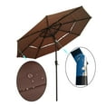 thumbnail image 4 of 9Ft 3-Tiers Wind Vent Heavy-Duty Round Outdoor Market Patio Umbrella w/Steel Pole, Push Button Tilt, Easy Crank Lift - Chocolate, 4 of 6