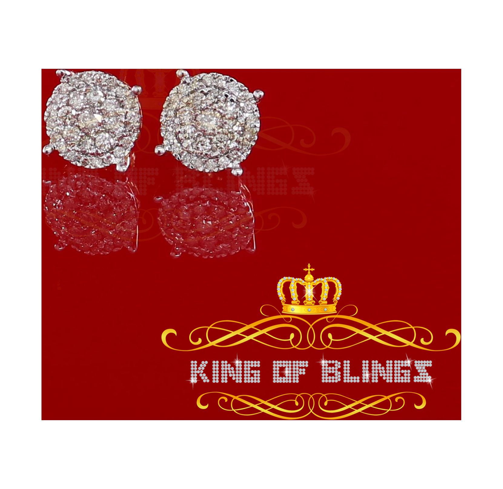 King of Bling's 10K Real Yellow Gold with 1.20CT Real Diamond Men's/Women's Stud Round Earrings