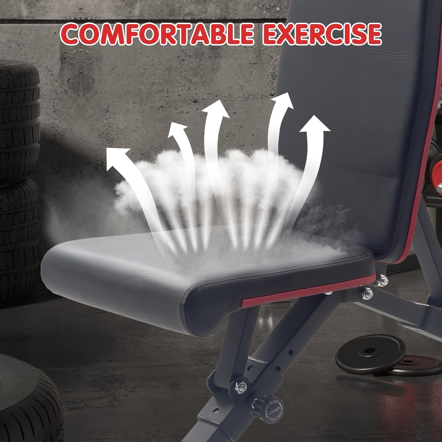 Adjustable Weight Bench for Home Gym 800 lbs Capacity, Commercial-Grade, 8 Angles Stable, Black & Red