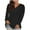 Black(V-Neck), variant on Women's Fashion V-Neck Solid Loose Long Sleeve T-shirt Pullover Tops Womens Plus Size Khaki(V-Neck) M