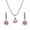 Pink, variant on 925 Silver Plated Wedding Shinny Bridal Jewellery Earrings Necklace Set-Dark Blue