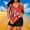 B_ Red, variant on PWPSG Botanical Print Halter V Neck Boyshort Two Piece Tankini Swimsuit with Solid Shorts for Water Sports Red XXL