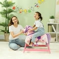 thumbnail image 6 of Qaba Spring Rocking Horse, Kids Ride on Horse, Plush Horse Ride-on with Sounds, Foot Stirrups, Saddle & Reins, Pink, 6 of 9