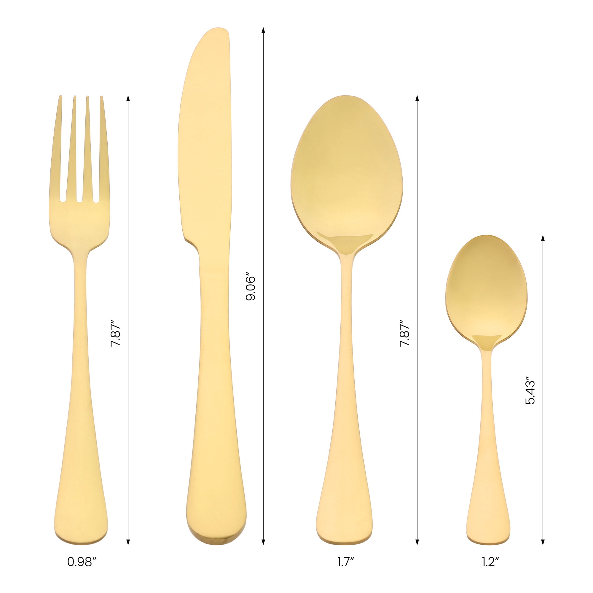 Unique Bargains Stainless Steel Flatware Set for Kitchen and Dining Gold 24 Pcs