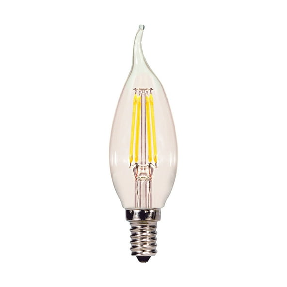 Satco CA10 (Flame Tip) E12 (Candelabra) LED Bulb Natural Light 40 Watt Equivalence 2 pk