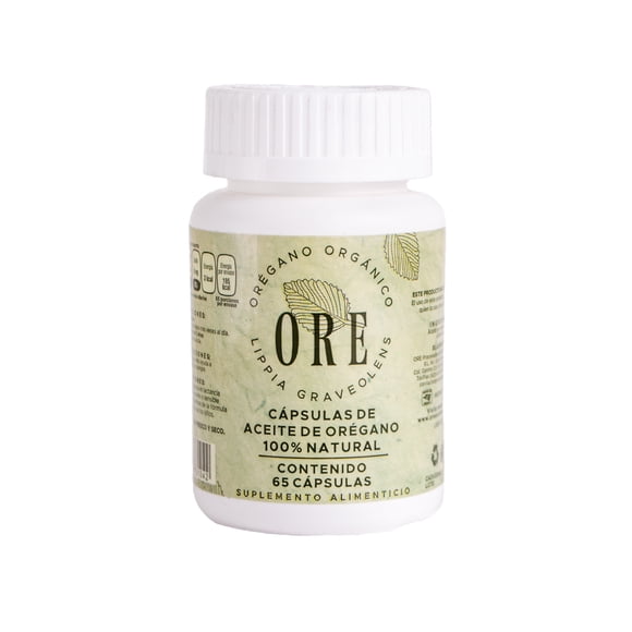 Cápsulas de aceite de orégano ORE 65pz| suplemento natural inmunológico antimicrobiano digestivo | frasco con cápsulas blandas