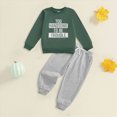 thumbnail image 2 of NOLDARES Toddler Baby Boy Winter Clothes 2-Piece Cartoons Graphics Long Sleeve Sweatshirt Tops Elastic Waist Pants Set Fall Outfit Clothing(Green,12-18 M), 2 of 6