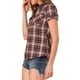 thumbnail image 4 of Camisas de cuadros para mujer INSPIRE CHIC con cuello de punta y botones, color beige y rojo, 4 of 7