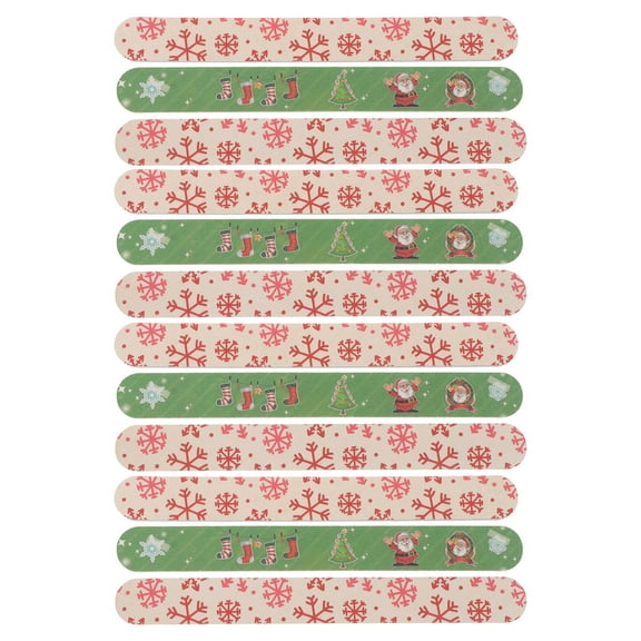 OFFIGAM Christmas Nail Files 12PCS Emery Board Manicure Tools with Holiday Designs 7.07X0.79X0.12in