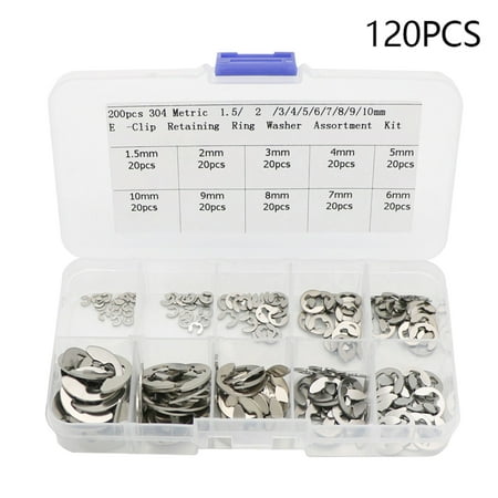 

Stainless Steel E Clips Washer Assortment Kit Circlip Retaining Ring for M1.5-M10 Shaft Fastener 120Pcs