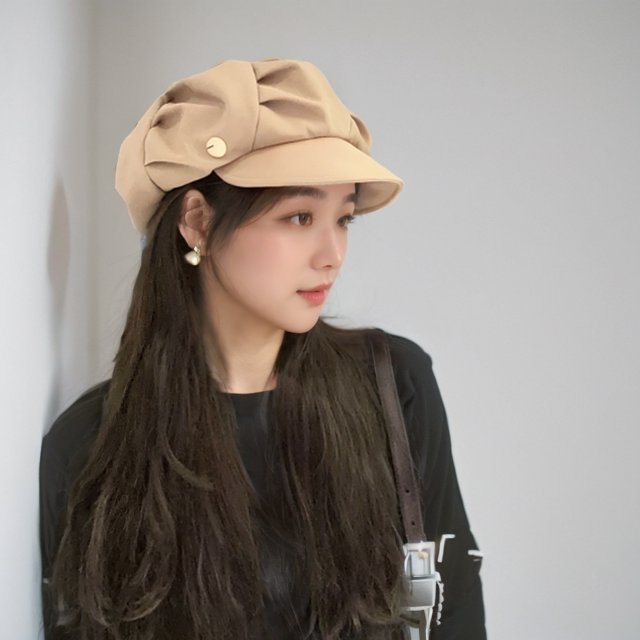 LinYooLi Japanese Short Brimmed Beret For Women In Spring And Autumn, With A Large Head Circumference And A Retro Cloud Hat That Shows Off The Face, Small Painter, And Children's Hat