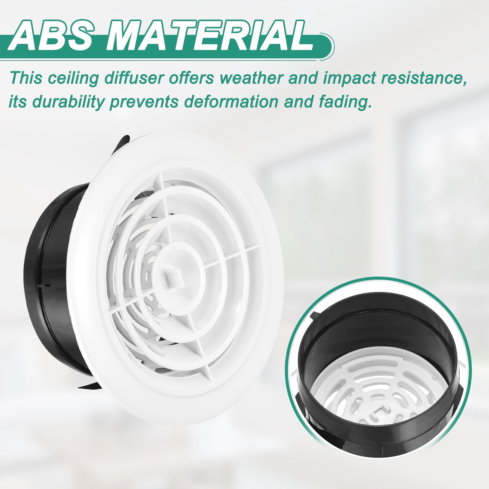 Uxcell Soffit Vent 5" ABS Adjustable Round Louvered Vent Cover Grille Cover Ceiling Diffuser for Home Bathroom Office Kitchen Ventilation System