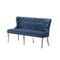 thumbnail image 2 of Navy Blue Velvet Bench with Tufted Seat and Silver Stainless Steel Legs, 2 of 2
