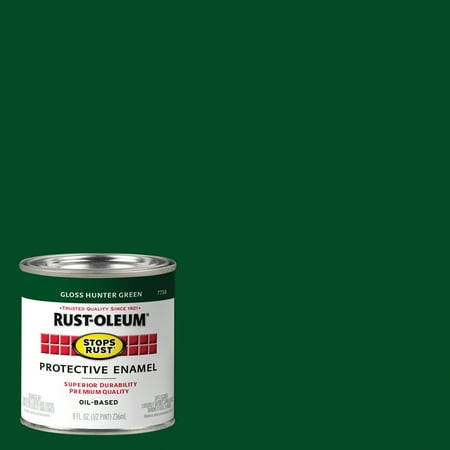 6 Pack, Hunter Green, Rust-Oleum Stops Rust Gloss Protective Enamel- 7738730, 1/2 Pint