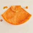 thumbnail image 4 of Halloween Hooded Poncho for Kids Fluffy Pumpkin Face Hooded Poncho (Orange), 4 of 7