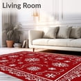 thumbnail image 2 of ODIKA 4'x6' Machine Washable Non-Slip Area Rug, Winter Elegance Snowflake Filigree with Subtle Festive Swirls High Traffic Rug, Red, 604468, 2 of 7