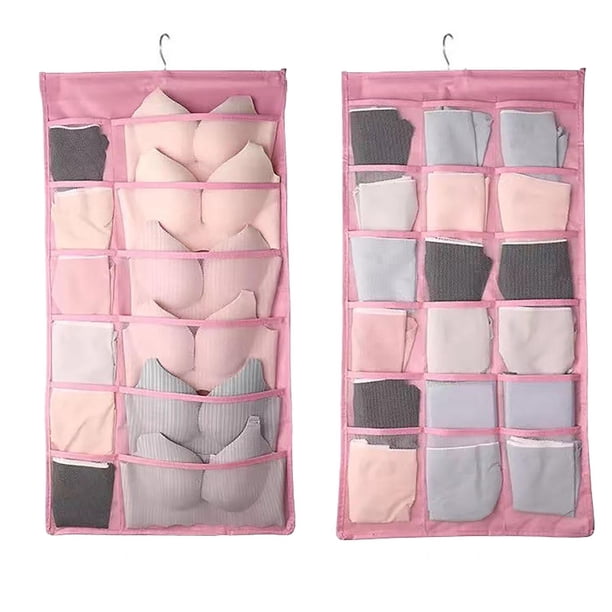 Bolsa organizadora colgante con 12 + 18 compartimentos para ropa interior y sujetadores, para armario, portátil y plegable.