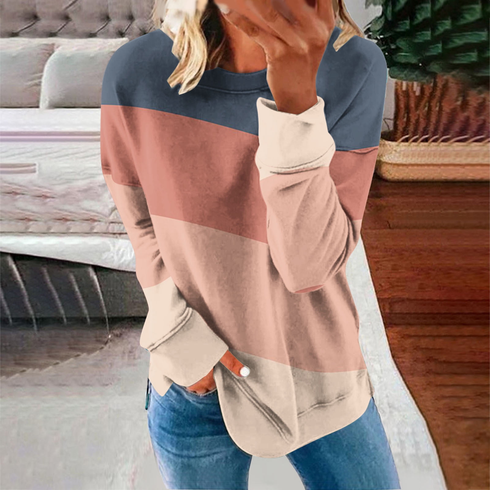 Fashion Hoodies for Women 2023 Fashion Printed Loose T shirt Long Sleeves Blouse Round Neck Casual Tops Sweatshirt Hoodies 50 Off Clearance