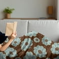 thumbnail image 3 of Brown and Blue Soft Flannel Fleece Blanket, Retro Daisy Pattern with Polka Dot Background Abstract Design, Cozy Plush for Indoor and Outdoor Use, 70" x 90", Brown Pale Seafoam Umber, by Ambesonne, 3 of 5