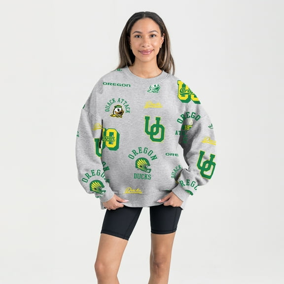 Women's Gameday Couture Gray Oregon Ducks Always on Repeat Fleece Sweatshirt
