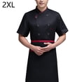 thumbnail image 2 of Uniforme de chef Delantal de cocina de manga corta Trajes de doble botonadura Camisas de costura cómodas para hombres Estilo simple para cafetería Negro XXL Inevent LF000329-04, 2 of 2