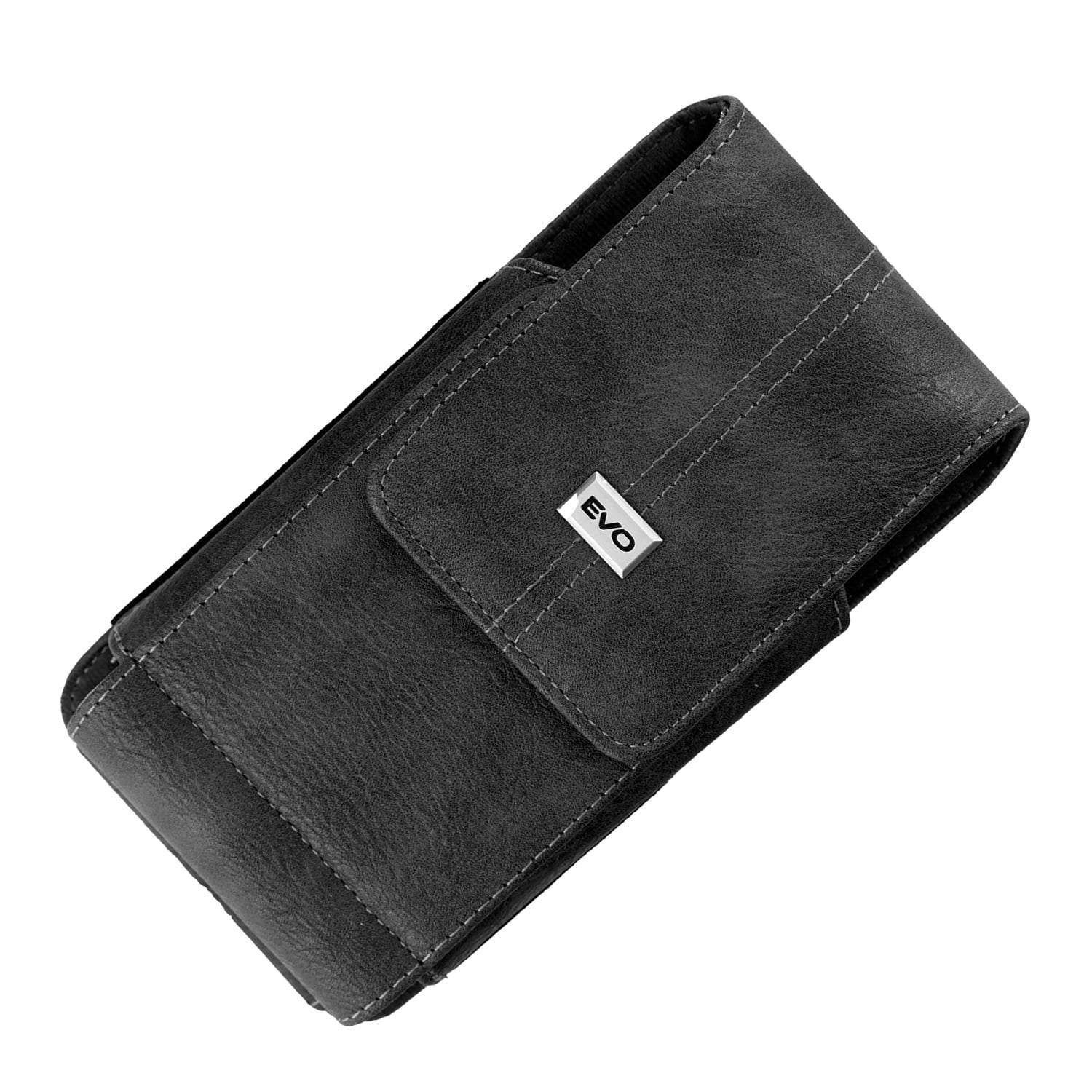 7.2inch Vertical PU Leather Universal Wallet Pouch with Belt Clip and Card Slots - Black