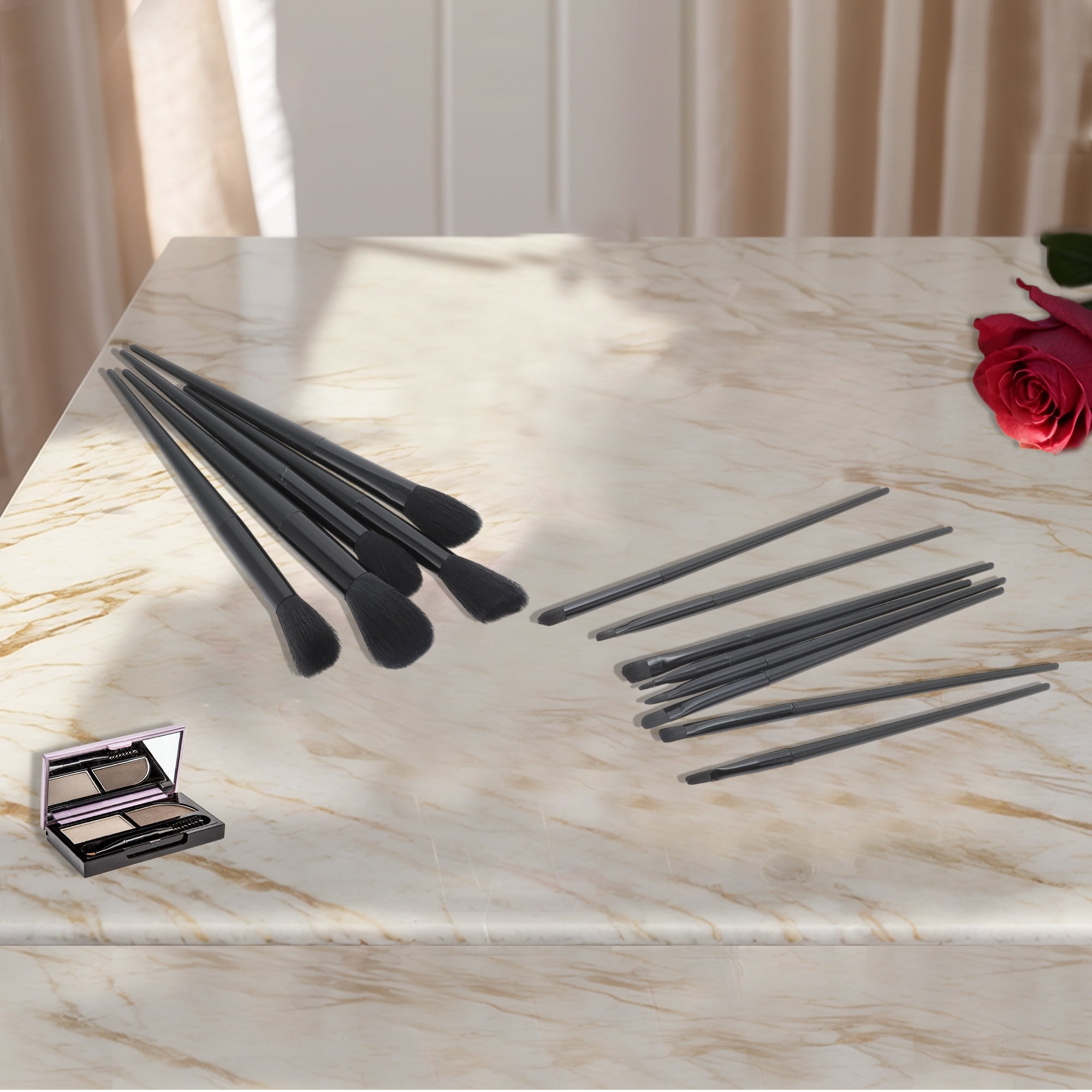 Unique Bargains 13 Pcs Lightweight Makeup Brush for Travel Black