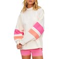 thumbnail image 2 of Oversized Color Block Sweatshirts for Womens Mock Neck Pullover Tops Long Sleeve Side Slits Drop Shoulder Shirt with Pockets Beige S, 2 of 9