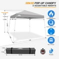 thumbnail image 4 of EAGLE PEAK 10x10 Slant Leg Pop Up Canopy Tent Easy One Person Setup Instant Outdoor Beach Canopy Folding Portable Sports Shelter 10x10 Base 8x8 Top（Light Gray）, 4 of 10