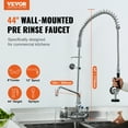 thumbnail image 3 of VEVOR Industrial Sink Faucet, 44" Tall, 8" Apart, 12" Rotating Spout, Wall Mounted, Brass Made with Extendable Sprayer, Fits Single/Triple Sinks, 3 of 10