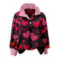 thumbnail image 3 of Valentines Day Blouses for Women Dressy Valentine Heart Lapel Collared Long Sleeve Button Up Blouse, 3 of 5