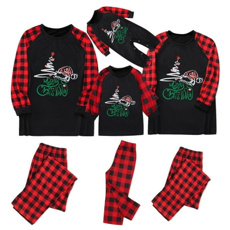

Stamzod Christmas Family Pajamas Matching Sets Fashion Holiday PJ s Xmas Sleepwear Red Plaid Top And Long Pants Sleepwear Sets Black 9Month