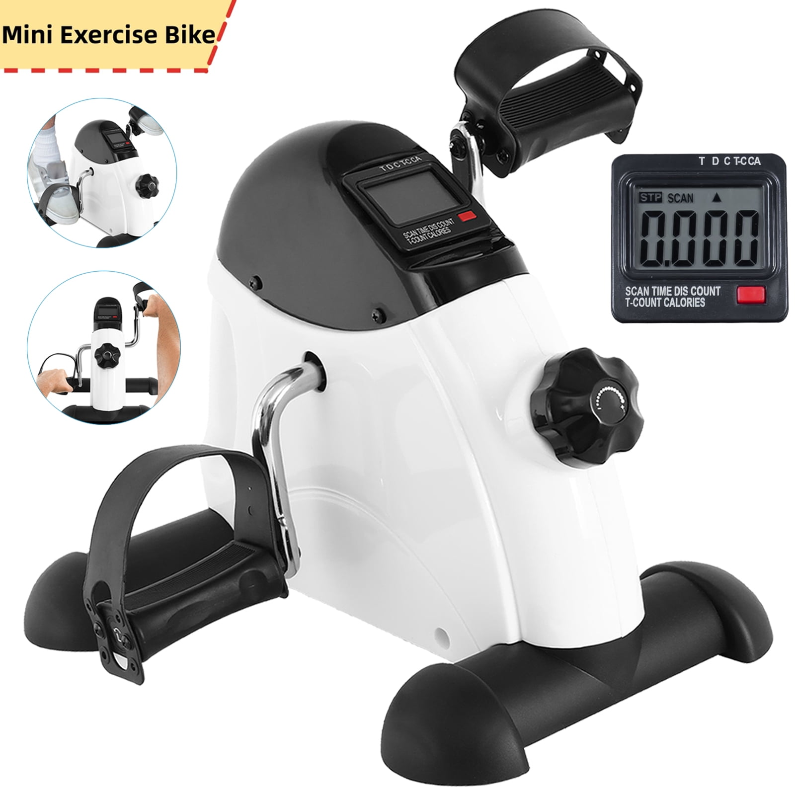 Under Desk Exercise Bike, Floor Bike Peddler, Under Desk Bike Pedal Exerciser, Portable Mini Cycle Exercise Bike, for Leg/Arm Fitness Workout, Home Office Use, Black