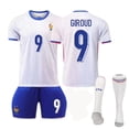 thumbnail image 1 of Copa de Europa 2024 Camiseta de visitante de Francia No. 10 Traje de camiseta de fútbol de Mbappé 11 Camiseta transfronteriza de Dembélé9+calcetines, 1 of 1