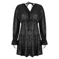 thumbnail image 5 of Aobny Black Summer Dresses for Women 2025 Club Party A-Line Long Sleeve Mini Sequin Sexy Dresses for Women Date Night, 5 of 6