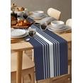 thumbnail image 6 of ERUNPONLY Vintage Striped Table Runner - 72 Inch Long Midnight Blue Modern Simple Lines Cotton and Linen Blended Dress Scarves Farmhouse Table Runner for Kitchen Dining, Coffee Table, 16"x72", 6 of 8