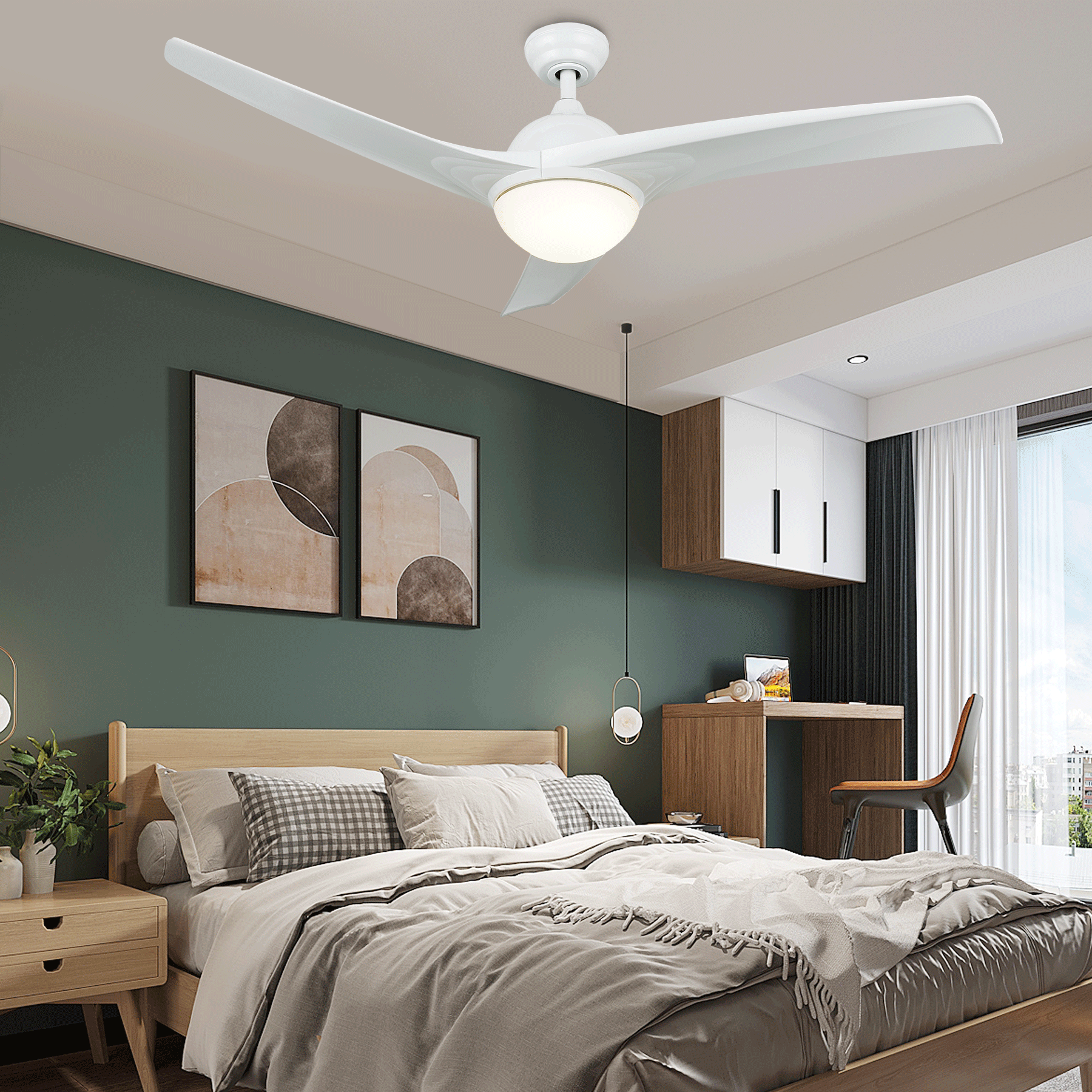 42" Ceiling Fan Light LED 3 Adjustable Colors Modern Style Room Decor w/ Remote 