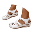 thumbnail image 4 of YLYL Womens Summer Sandals Bohemia Gladiator Closed Toe Wedge Heel Ankle Strap Slip on Platform Sandals, 4 of 9