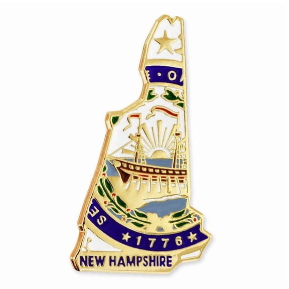 PinMart New Hampshire Shape Flag Enamel Pins – Gold Plated US State Lapel Pins - 100 Pack
