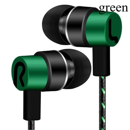 3.5mm Universal Earpiece Wired Mobile Phone HiFi Headset In-Ear Earphone Stereo Earbuds GREEN