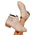 thumbnail image 4 of Willtoo Women Ankle Boots Metal Buckle Strap Low Block Heel Chelsea Booties Round Toe Side Zipper Short Boots Fashion Casual Shoes, 4 of 6