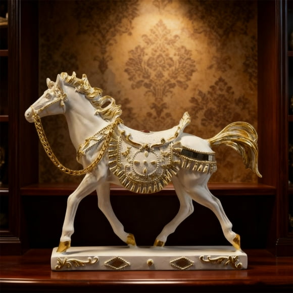 Rvkxad Resin Running Horse Sculpture, Wealth Attraction Figurine for Home and Desk, Horse Statue, Decorative Art