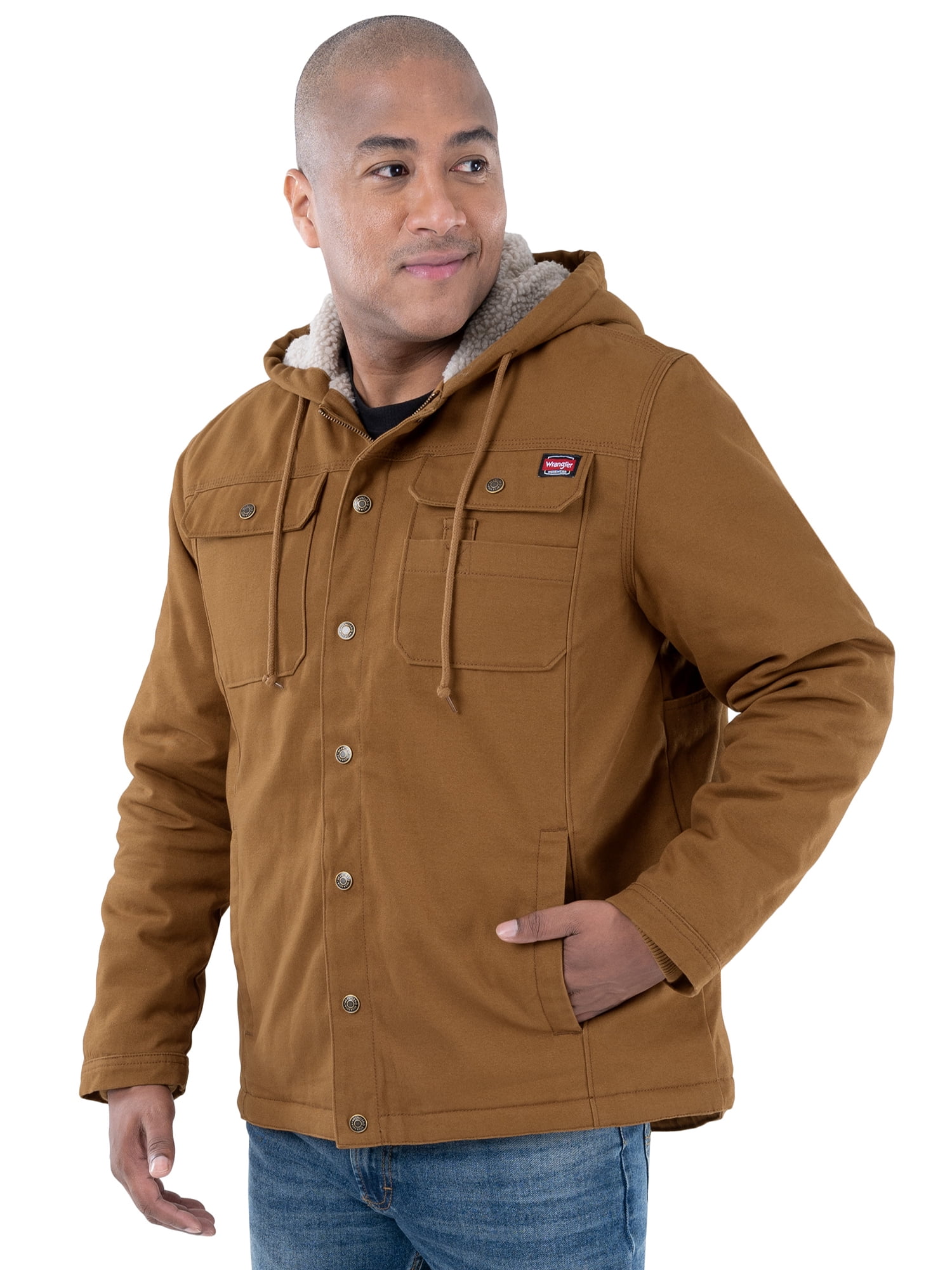 Wrangler Workwear Men's and Big Men's Faux Sherpa-Lined Duck Jacket, Sizes S-3XL