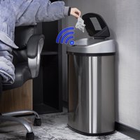 BestOffice Touch Free Sensor Stainless Steel Trash Can, 13.2-Gallon