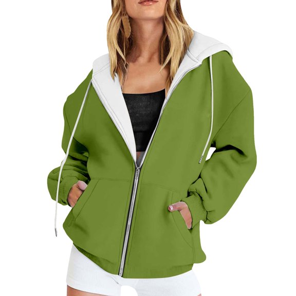 Bibifish Womens Zip Up Hoodies Hooded Sweatshirts Relaxed Fit Long Sleeve Casual Hooded Jackets