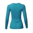 thumbnail image 3 of A2Y Women's Basic Solid Long Sleeve V Neck Fitted Thermal Top Shirt Jade S, 3 of 3