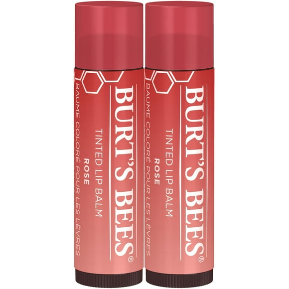 Bálsamo labial Burt's Bees de larga duración, 2 en 1, dúo Petal Rose